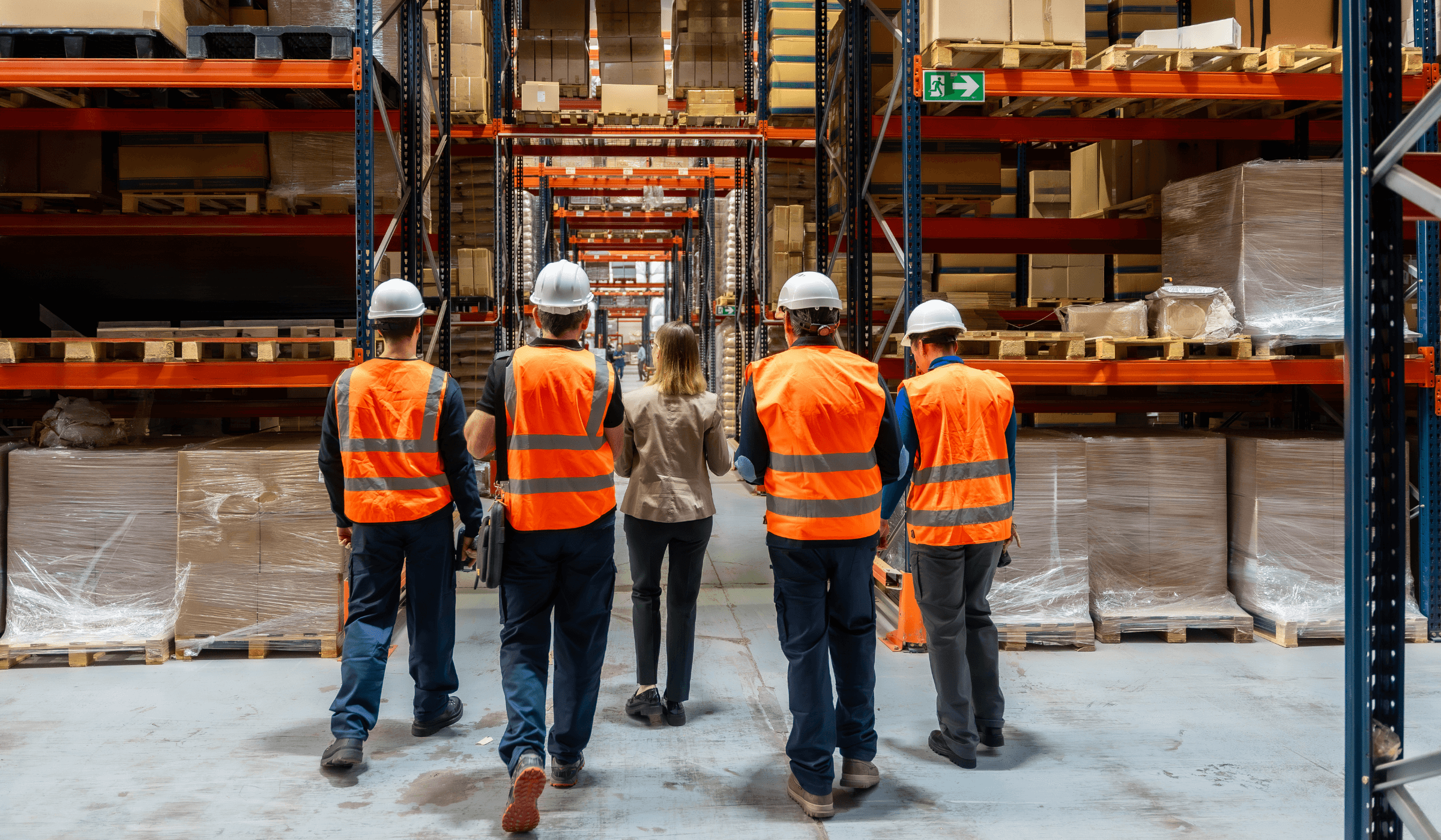 Freight forwarding team reviewing warehouse cargo and shipment planning