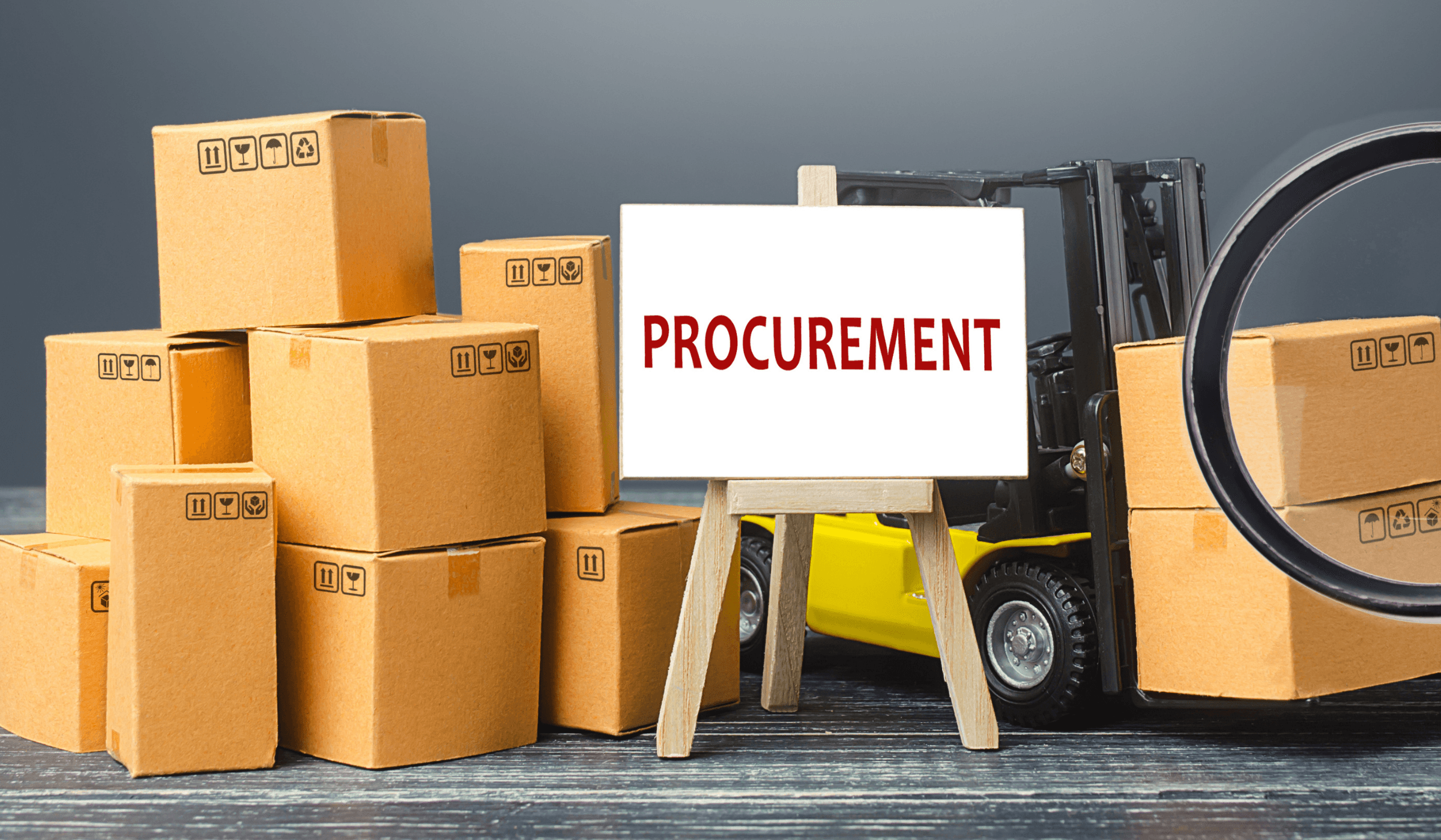 Procurement and supply chain boxes with a procurement planning sign