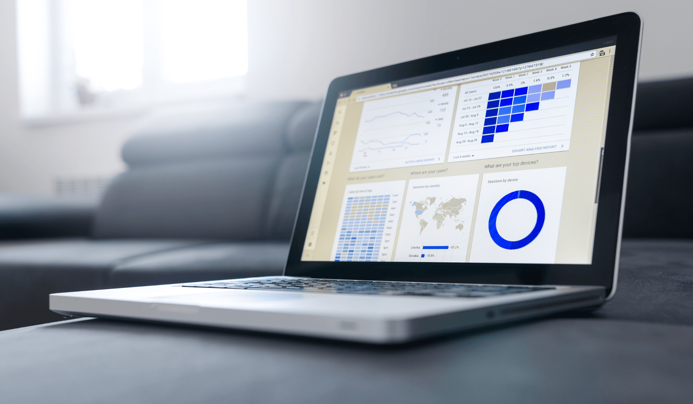 Supplier evaluation dashboard with procurement analytics on a laptop