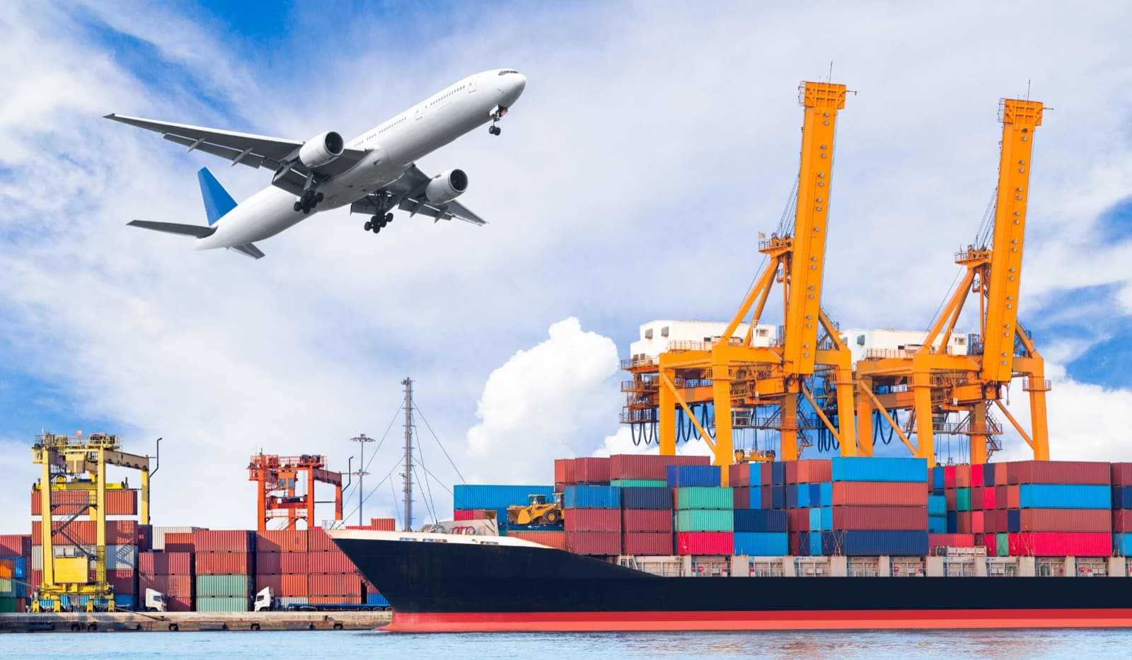 Container ship, air cargo, and port logistics for export market decisions