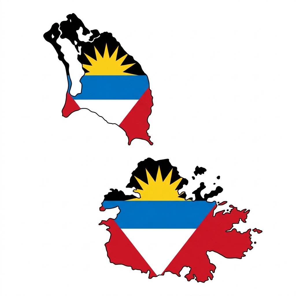 Antigua et Barbuda flag map