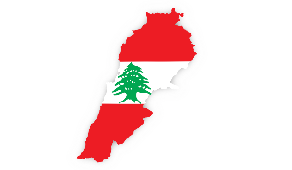 Lebanon flag map