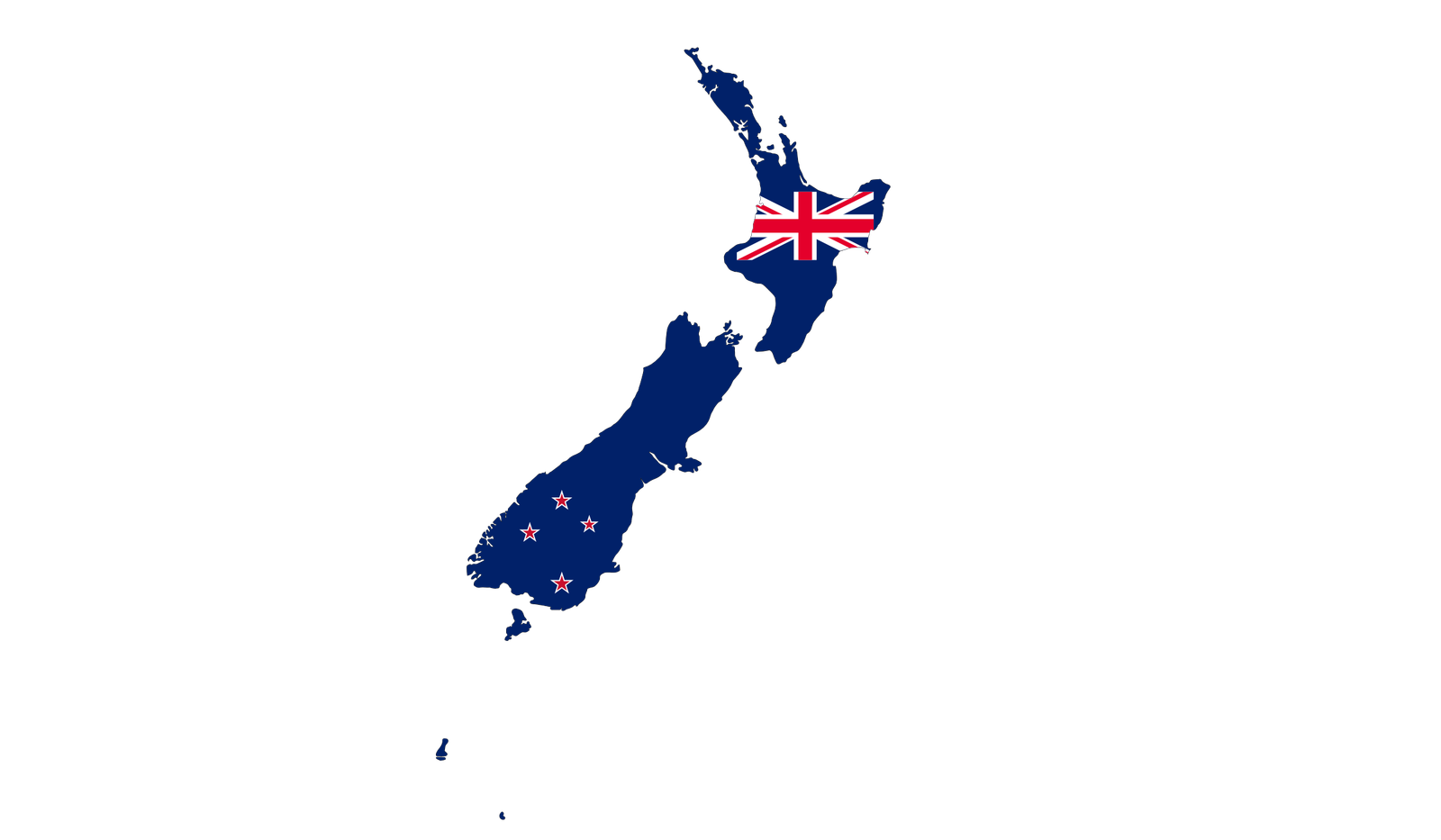New Zealand map filled avec le New Zealand flag