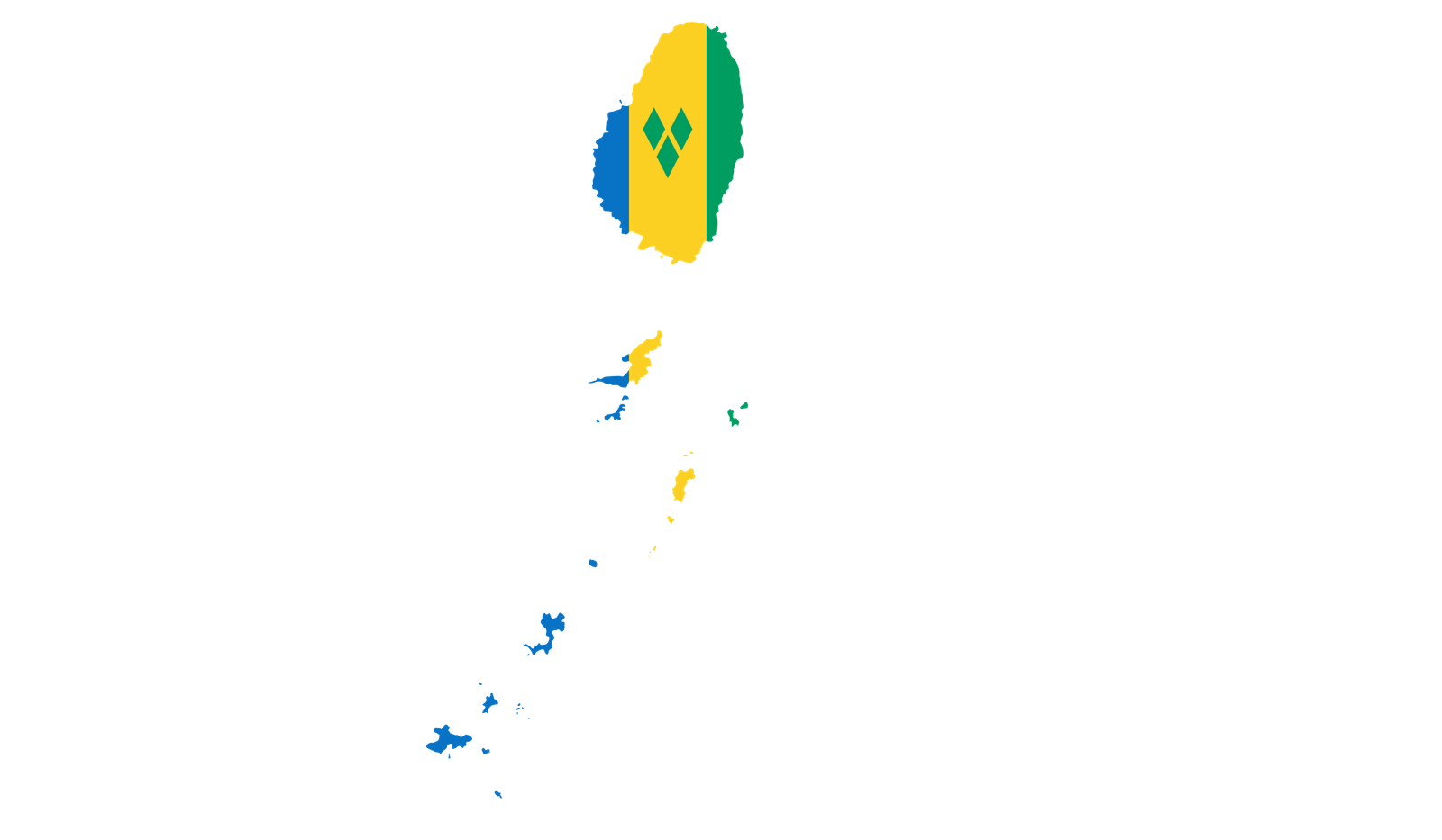 Saint Vincent et le Grenadines flag map