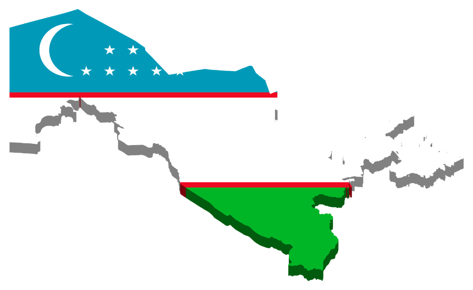 Uzbekistan flag map